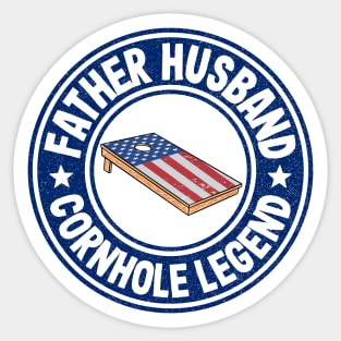Father Husband Cornhole Legend American Flag Board Cornhole Sticker